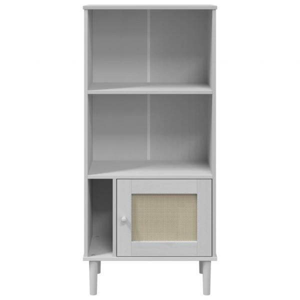 Bücherschrank SENJA Rattan-Look Weiß 60x35x130 cm Kiefernholz