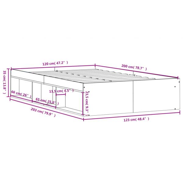 Bettgestell Braun Eichen-Optik 120x200 cm