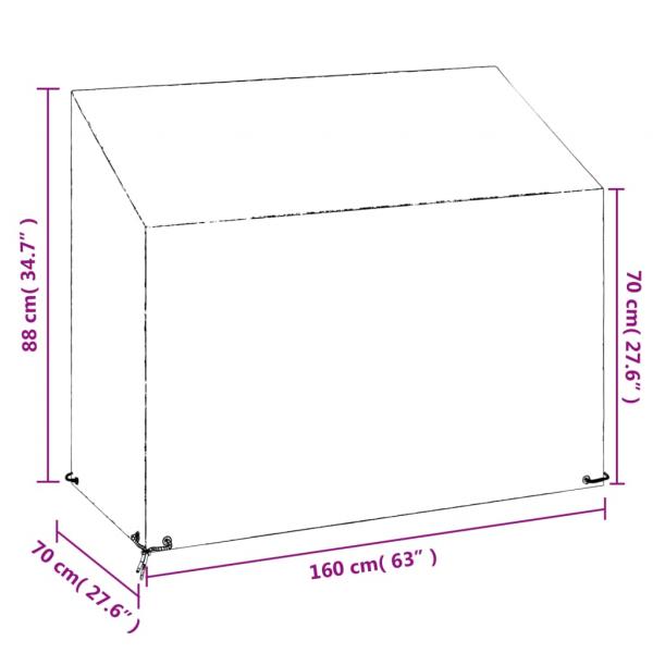 Abdeckung für Gartenbank 8 Ösen 160x70x70/88 cm Polyethylen