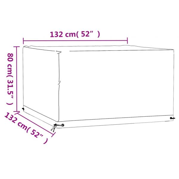 Gartenmöbel-Abdeckung 8 Ösen 132x132x80 cm Quadratisch