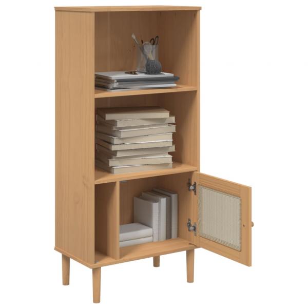 Bücherschrank SENJA Rattan-Look Braun 60x35x130 cm Kiefernholz