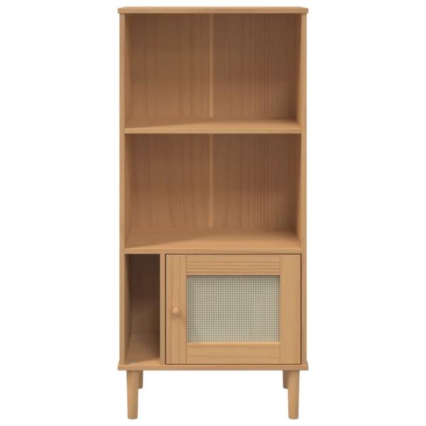 Bücherschrank SENJA Rattan-Look Braun 60x35x130 cm Kiefernholz