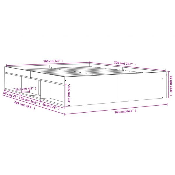 Bettgestell Grau Sonoma 160x200 cm