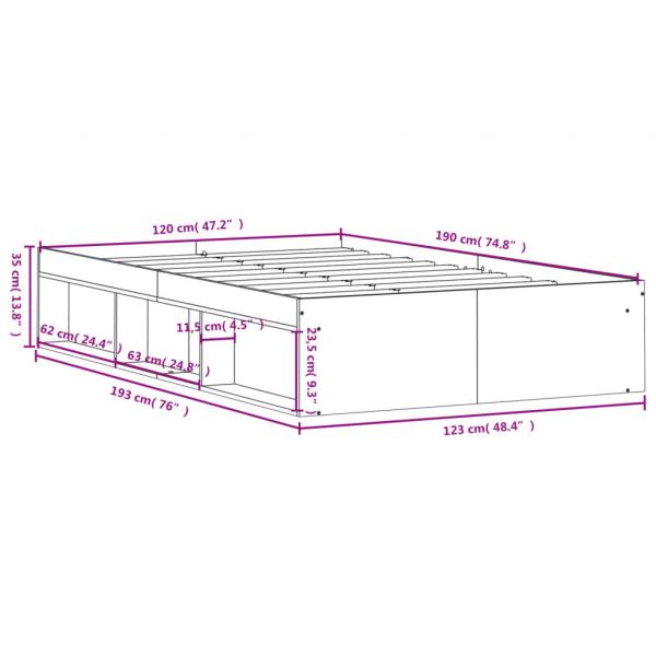 Bettgestell Grau Sonoma 120x190 cm