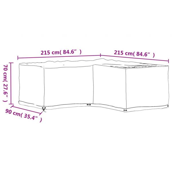 Gartenmöbel-Abdeckung in L-Form 16 Ösen 215x215x70 cm