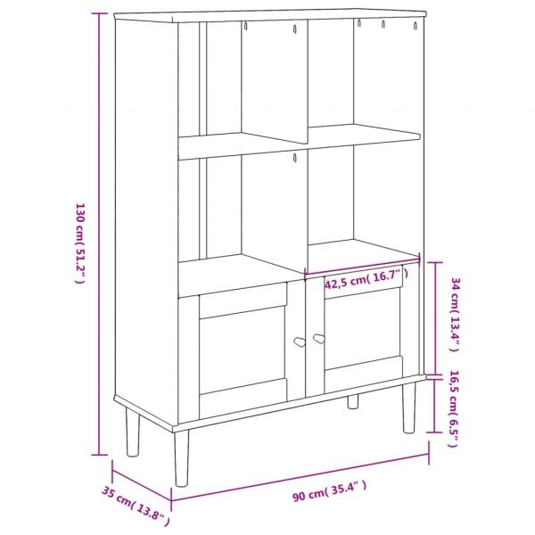 Bücherschrank SENJA Rattan-Look Weiß 90x35x130 cm Kiefernholz