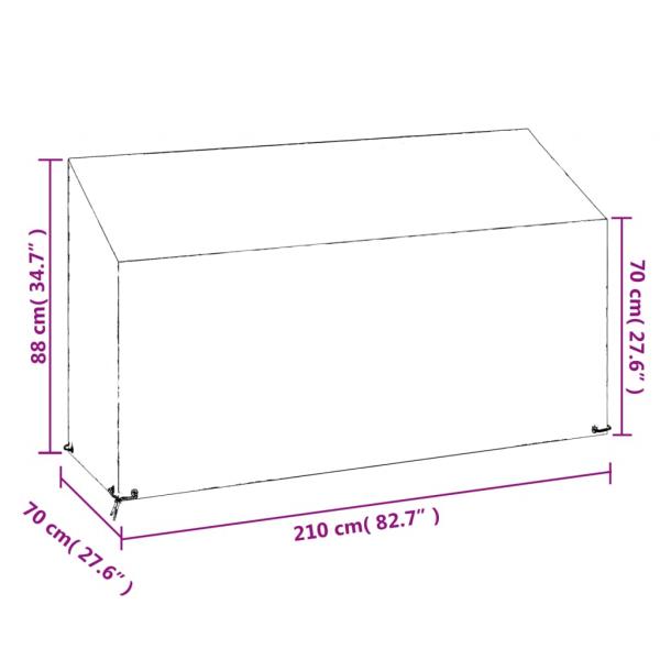 Abdeckungen für Gartenbänke 2 Stk. 12 Ösen 210x70x70/88 cm