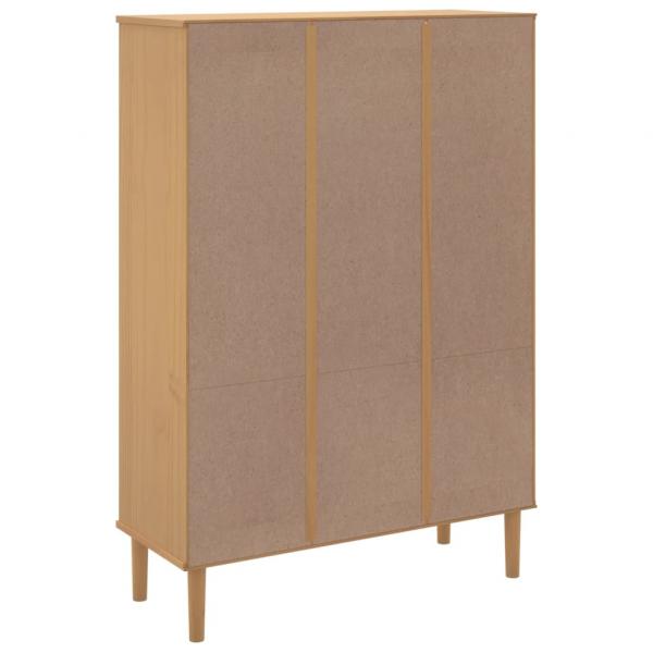 Bücherschrank SENJA Rattan-Look Braun 90x35x130 cm Kiefernholz