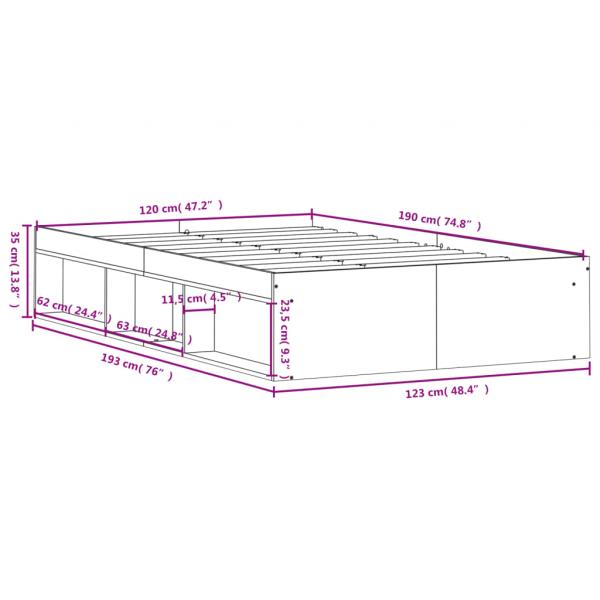 Bettgestell Betongrau 120x190 cm