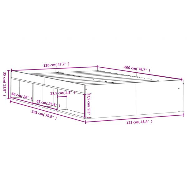 Bettgestell Betongrau 120x200 cm