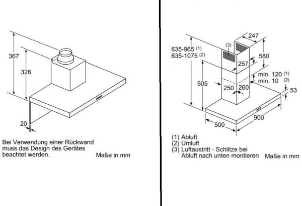 Bosch DWB97IM50 Serie 4 Wandesse, 90 cm breit, Ab-/Umluft, Box-Design, Edelstahl