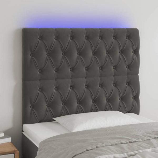 ARDEBO.de - LED Kopfteil Dunkelgrau 100x7x118/128 cm Samt