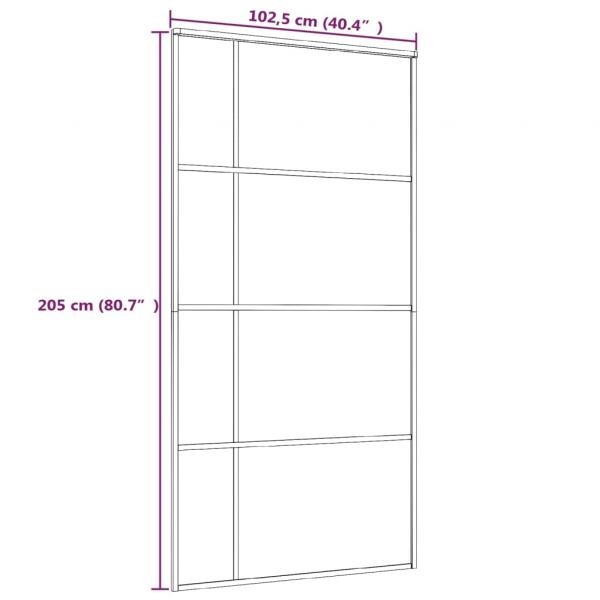 Schiebetür ESG Glas und Aluminium 102,5x205 cm Weiß