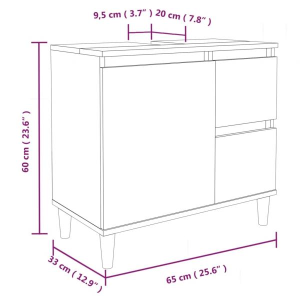 3-tlg. Badmöbel-Set Schwarz Holzwerkstoff