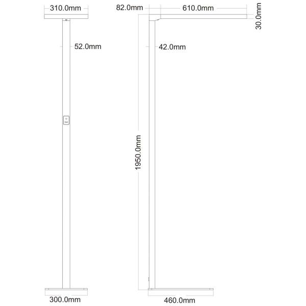 DEKO-LIGHT Office One Up and Down Stehleuchte, 80 W, Touch Dim, 3000 K, 200-240 V/AC, 50 / 60 HZ, silber (343034)