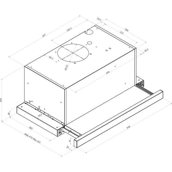 Amica FH 664 300 S EEK: A Flachschimhaube, 60 cm breit, Abluft-/Umluftbetrieb, LED, schwarz