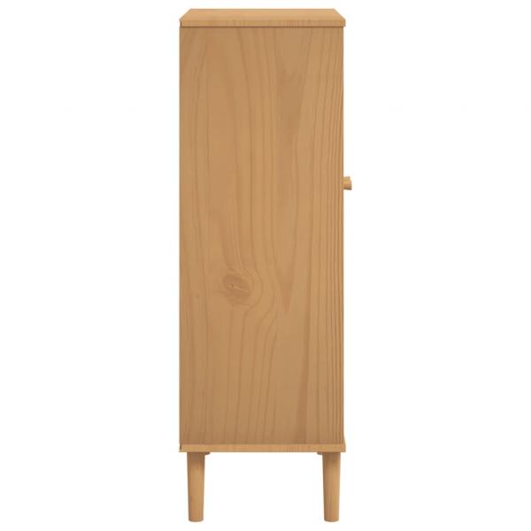 Schuhschrank SENJA Rattan-Optik Braun 59,5x35x107cm Kiefernholz