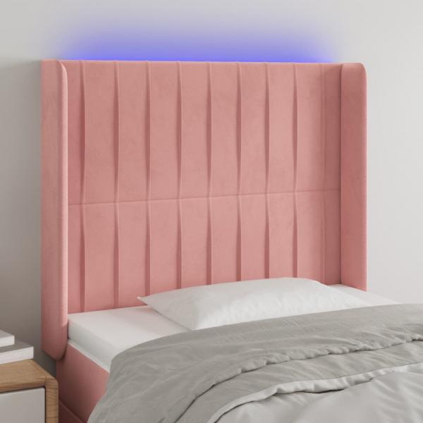 ARDEBO.de - LED Kopfteil Rosa 83x16x118/128 cm Samt