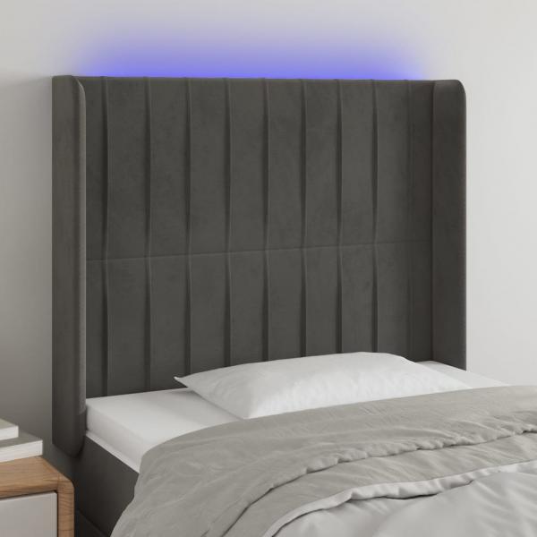 ARDEBO.de - LED Kopfteil Dunkelgrau 103x16x118/128 cm Samt