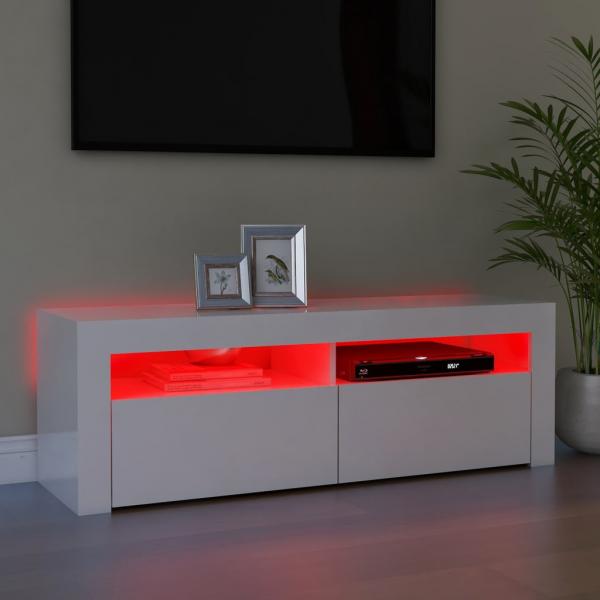 TV-Schrank mit LED-Leuchten Hochglanz-Weiß 120x35x40 cm