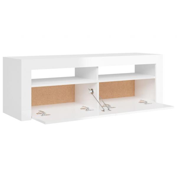 TV-Schrank mit LED-Leuchten Hochglanz-Weiß 120x35x40 cm