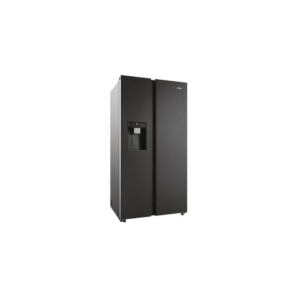 Haier HSW79F18DIPT Stand Side-by-Side Kombination, 90,5 cm breit, 601 L, NoFrost, Wasser-/und Eisspender, Wassertank, Urlaubsfunktion, Schnellkühlen, Schnellgefrieren, Slate black