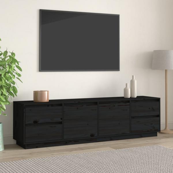 ARDEBO.de - TV-Schrank Schwarz 176x37x47,5 cm Massivholz Kiefer