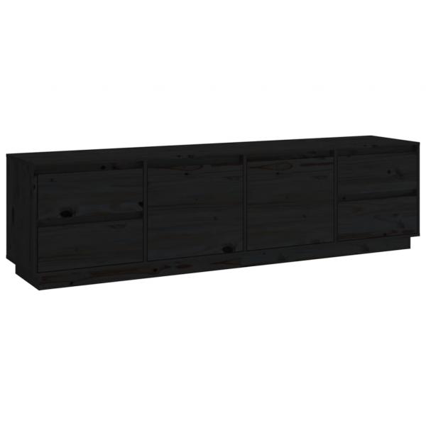 TV-Schrank Schwarz 176x37x47,5 cm Massivholz Kiefer