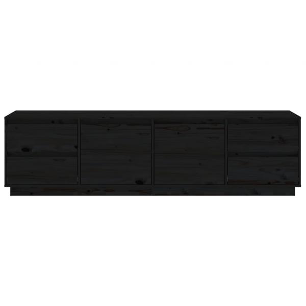 TV-Schrank Schwarz 176x37x47,5 cm Massivholz Kiefer