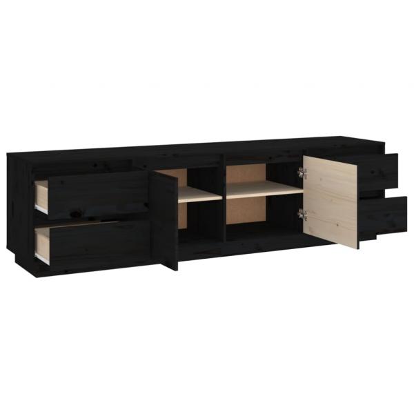 TV-Schrank Schwarz 176x37x47,5 cm Massivholz Kiefer