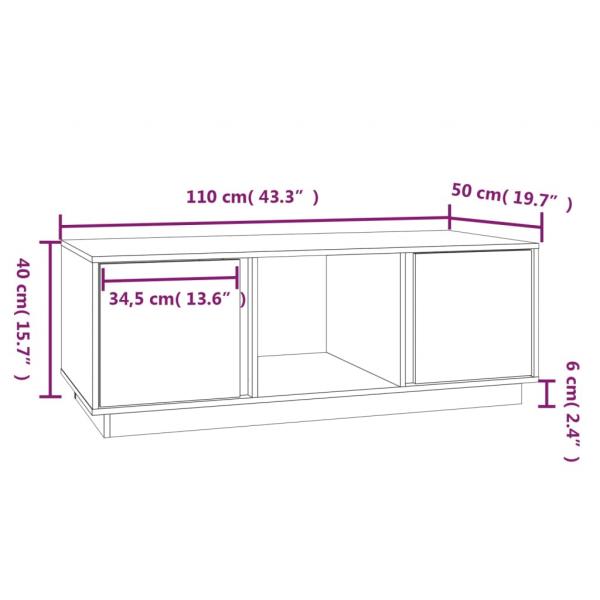 Couchtisch Honigbraun 110x50x40 cm Massivholz Kiefer