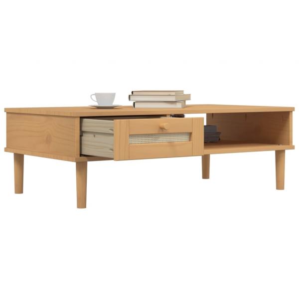 Couchtisch SENJA Rattan-Optik Braun 100x55x33 cm Kiefernholz