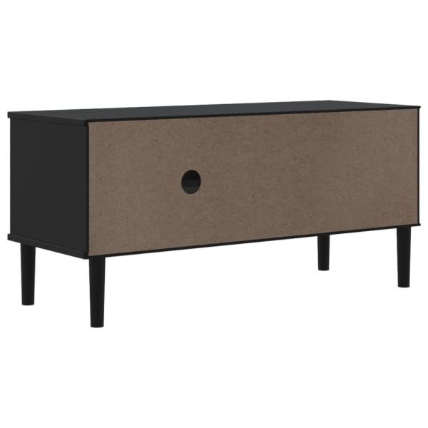 TV-Schrank SENJA Rattan-Optik Schwarz 106x40x49 cm Kiefernholz