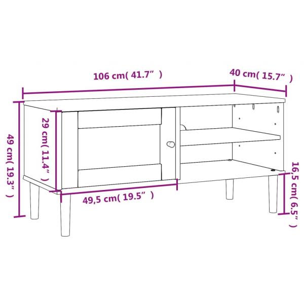 TV-Schrank SENJA Rattan-Optik Schwarz 106x40x49 cm Kiefernholz