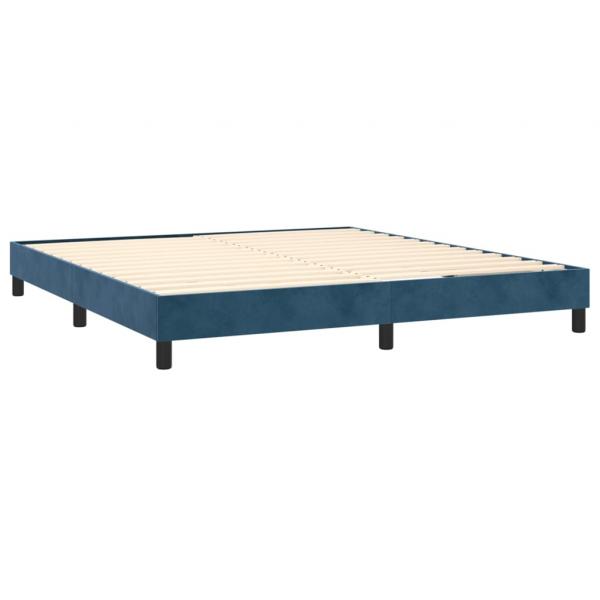 Boxspringbett mit Matratze Dunkelblau 160x200 cm Samt