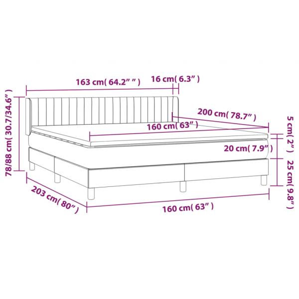 Boxspringbett mit Matratze Dunkelblau 160x200 cm Samt