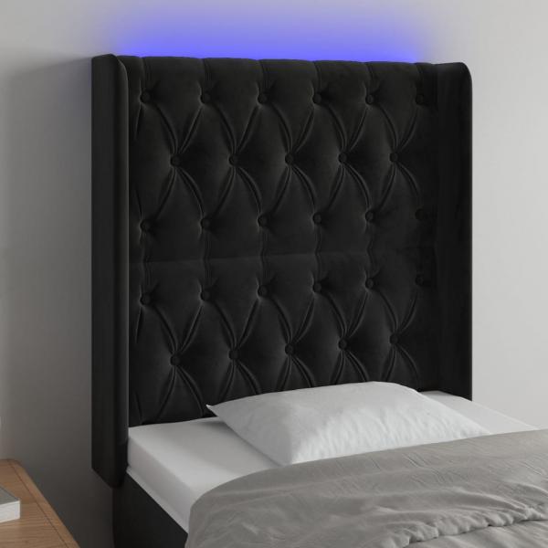 ARDEBO.de - LED Kopfteil Schwarz 83x16x118/128 cm Samt