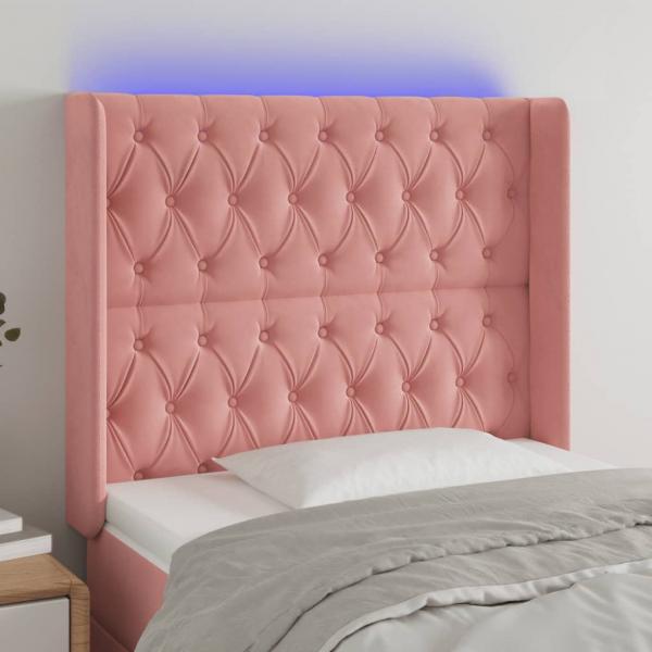 ARDEBO.de - LED Kopfteil Rosa 103x16x118/128 cm Samt