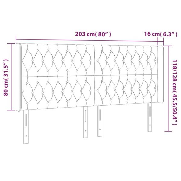 LED Kopfteil Dunkelblau 203x16x118/128 cm Samt