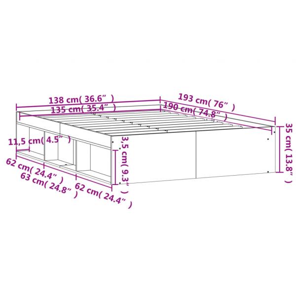 Bettgestell Sonoma-Eiche 135x190 cm