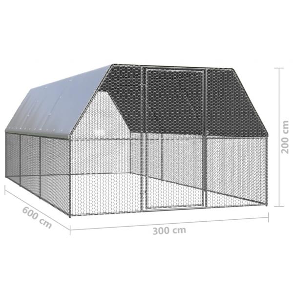 Outdoor-Hühnerkäfig 3x6x2 m Verzinkter Stahl