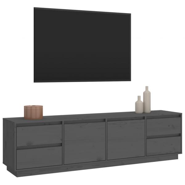 TV-Schrank Grau 176x37x47,5 cm Massivholz Kiefer