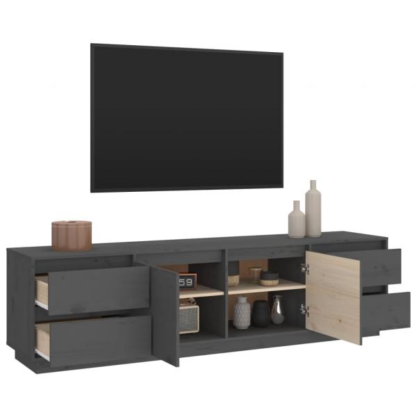 TV-Schrank Grau 176x37x47,5 cm Massivholz Kiefer