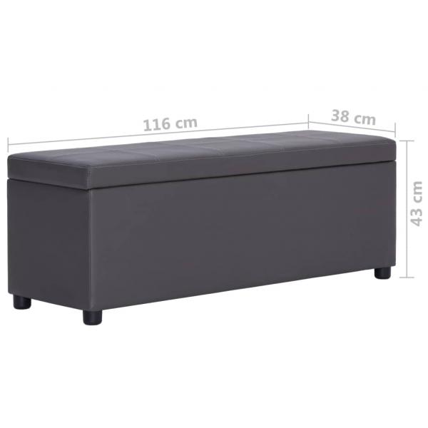 Bank mit Staufach 116 cm Grau Kunstleder