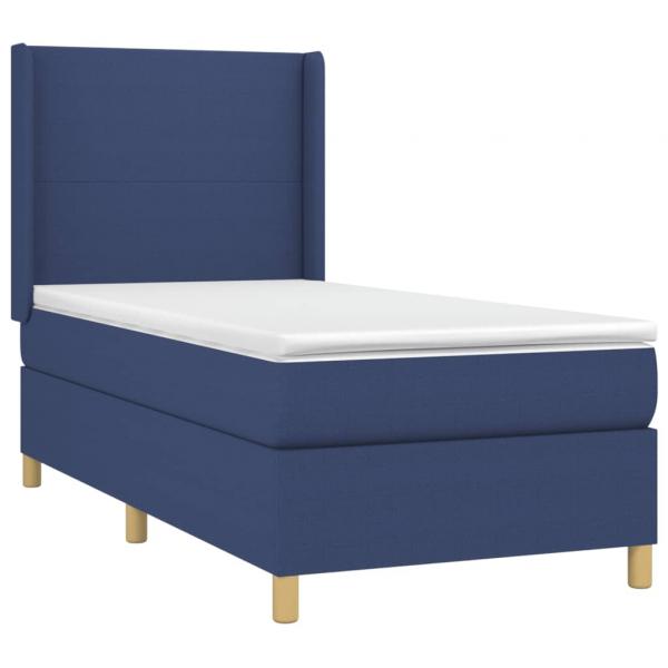 Boxspringbett mit Matratze & LED Blau 90x200 cm Stoff