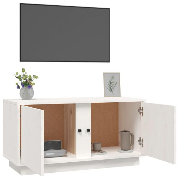 TV-Schrank Weiß 80x35x40,5 cm Massivholz Kiefer