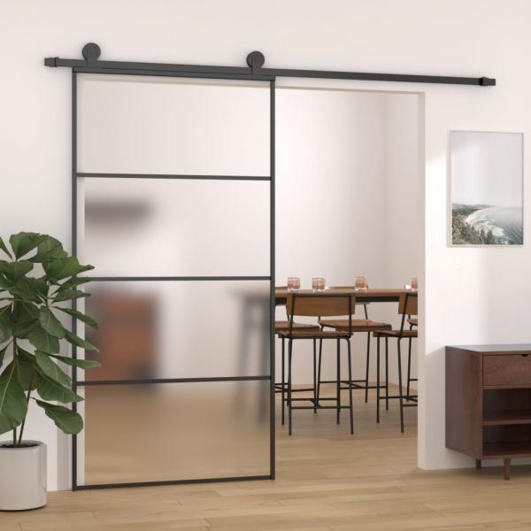 ARDEBO.de - Schiebetür ESG Glas und Aluminium mattiert 102,5x205 cm Schwarz