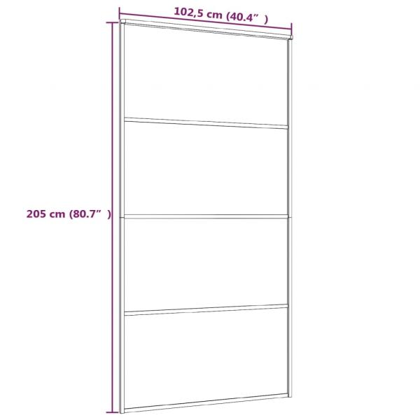 Schiebetür ESG Glas und Aluminium mattiert 102,5x205 cm Schwarz