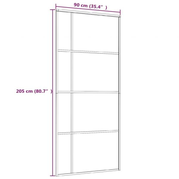 Schiebetür ESG-Glas und Aluminium mattiert 90x205 cm Schwarz