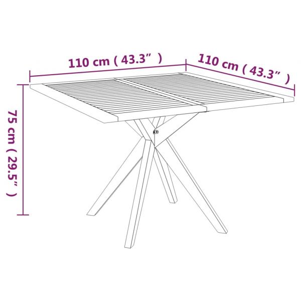 Gartentisch 110x110x75 cm Massivholz Akazie